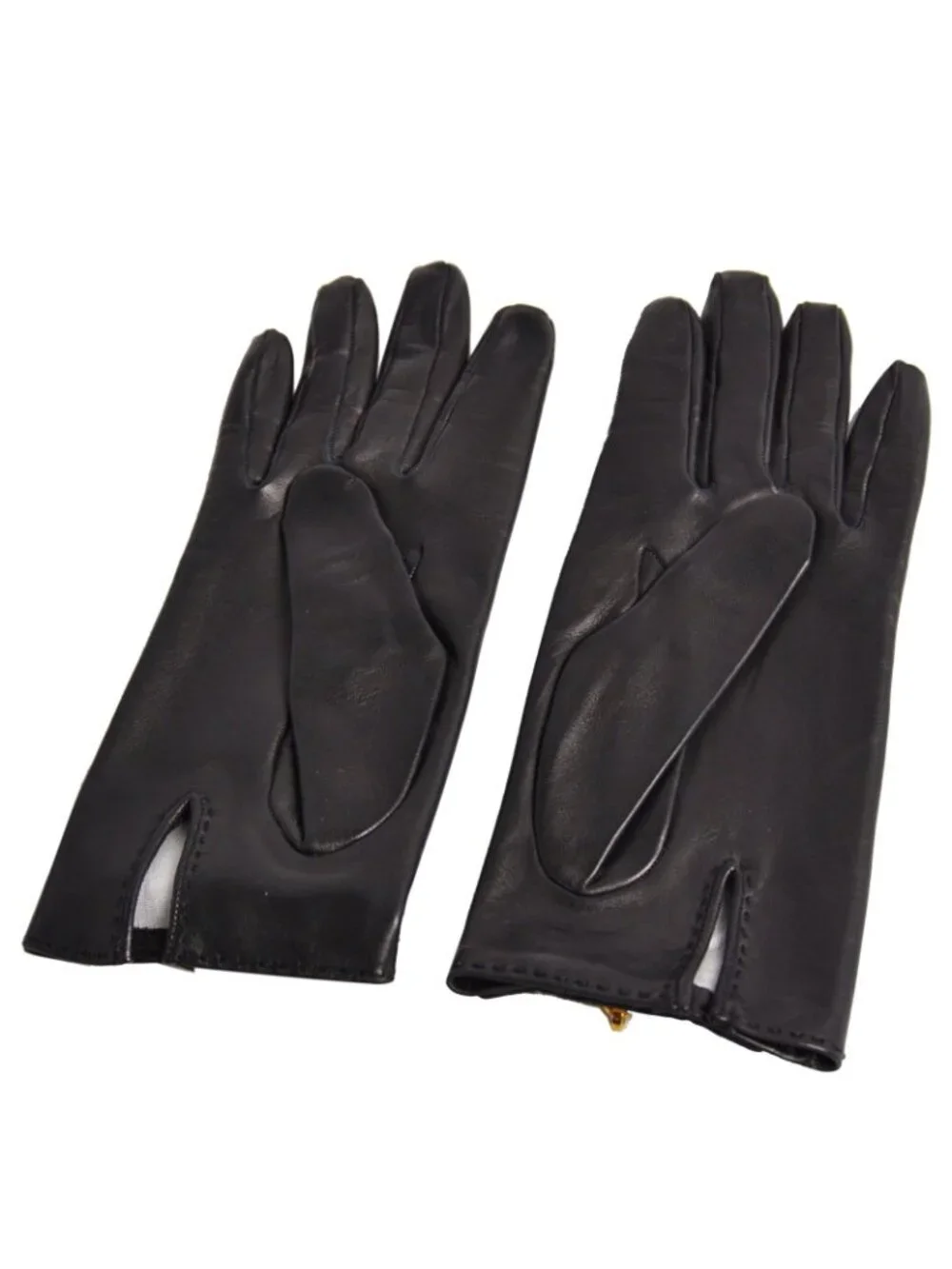 Hermes Gloves Kelly 6.5 Lambskin Black